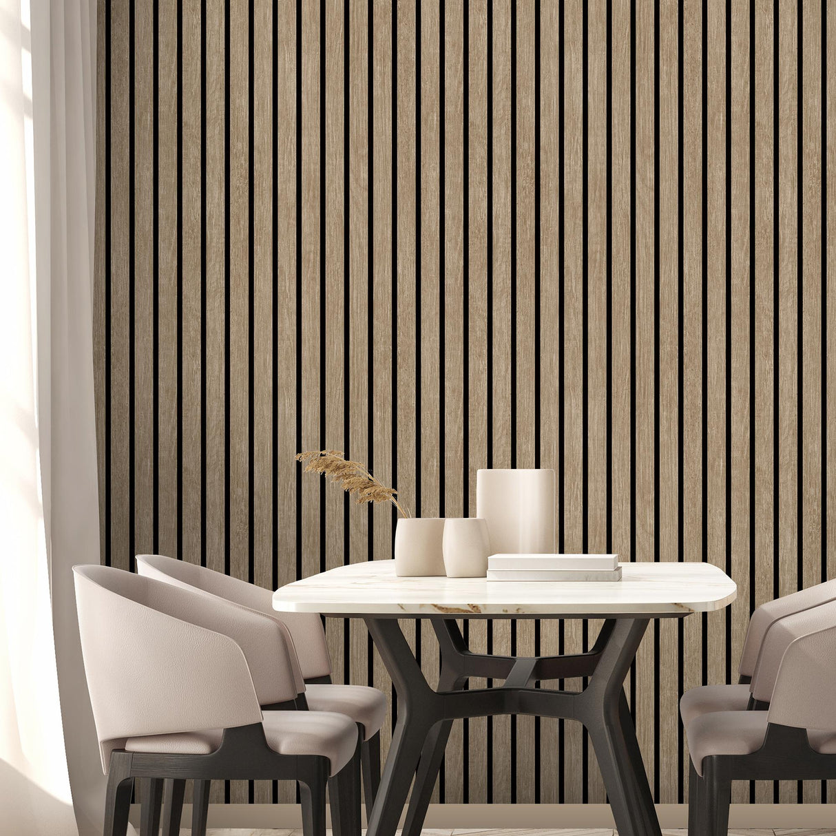 DecoratorsBest Modern Wood Slat Taupe Wallpaper