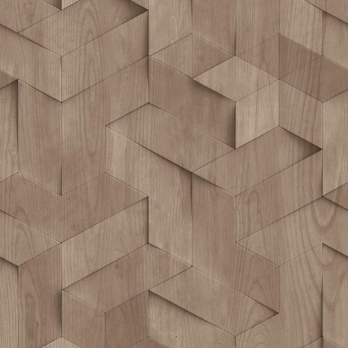 DecoratorsBest Geo Wood Block Illusion Taupe Wallpaper