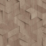 DecoratorsBest Geo Wood Block Illusion Taupe Wallpaper