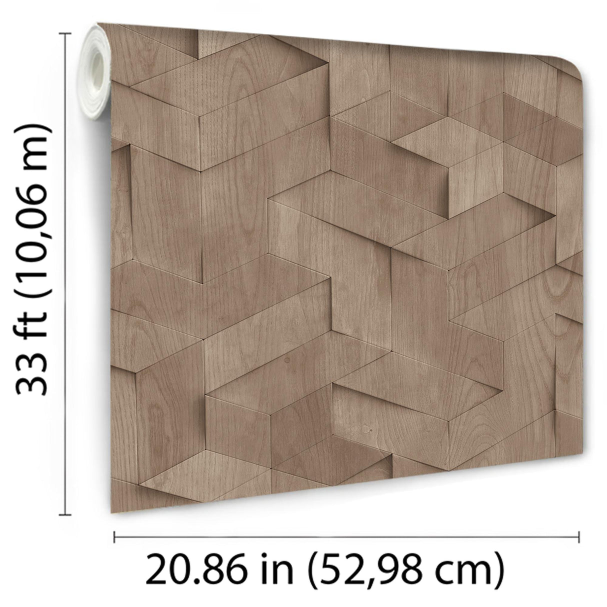 DecoratorsBest Geo Wood Block Illusion Taupe Wallpaper