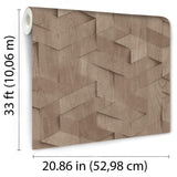DecoratorsBest Geo Wood Block Illusion Taupe Wallpaper