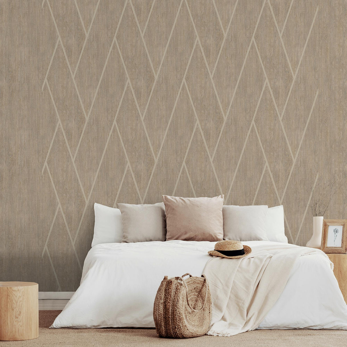 DecoratorsBest Chevron Woodgrain Brown Wallpaper