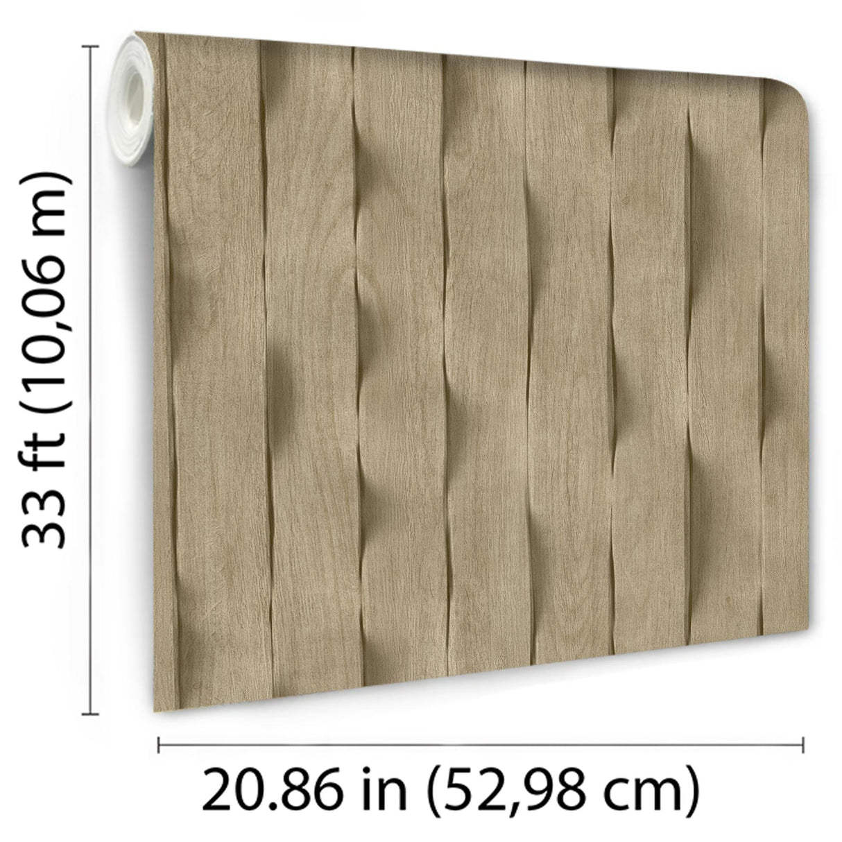 DecoratorsBest Wavy Wood Slat Ecru Taupe Wallpaper