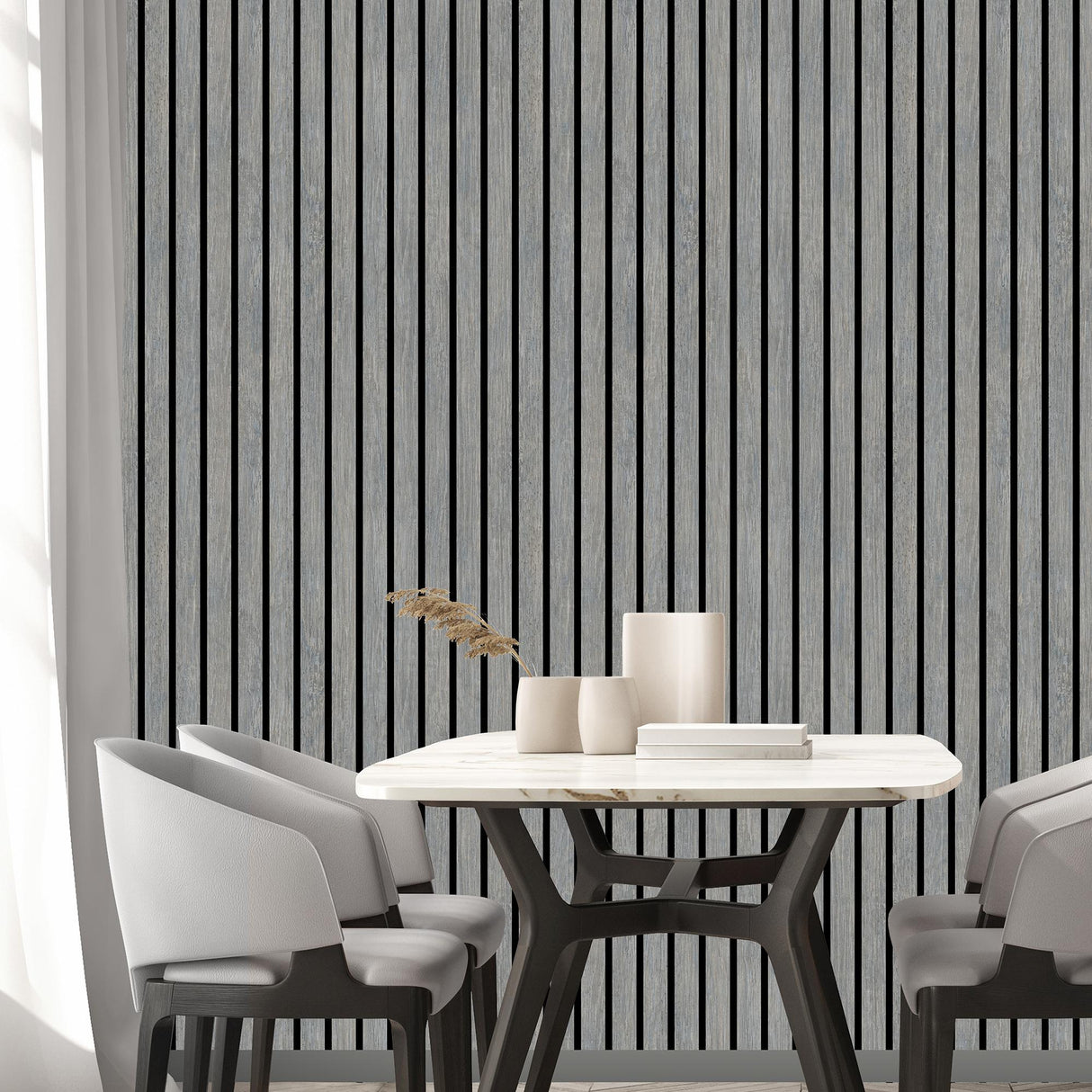 DecoratorsBest Modern Wood Slat Grey Wallpaper