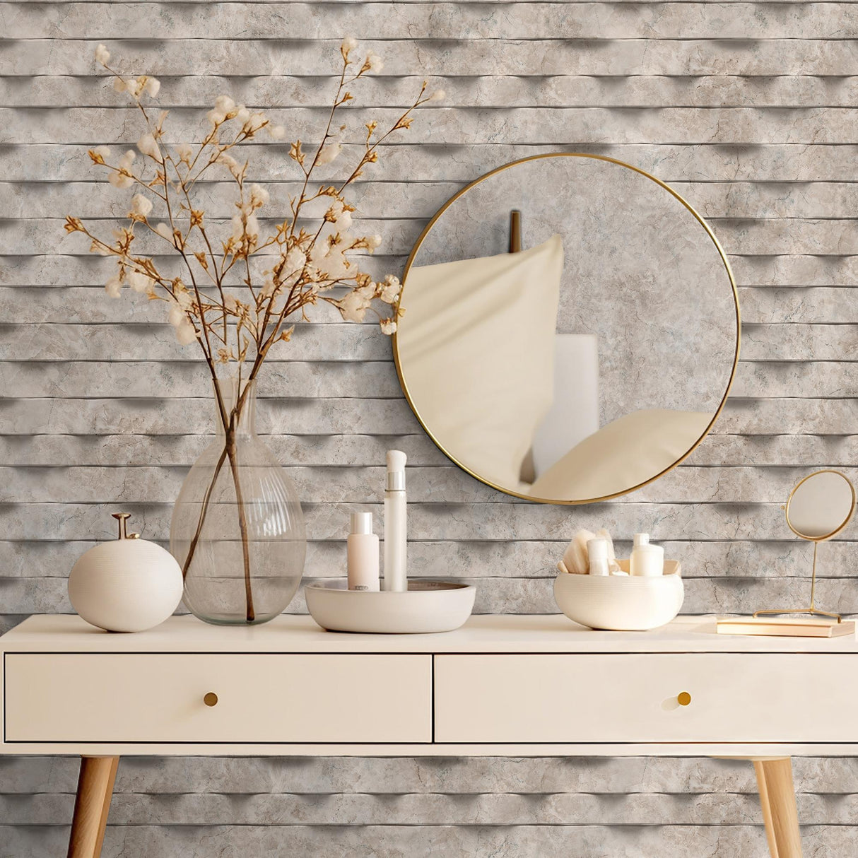 DecoratorsBest Wavy Marble Stripe Taupe Wallpaper