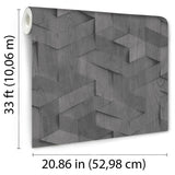 DecoratorsBest Geo Wood Block Illusion Dark Grey Wallpaper