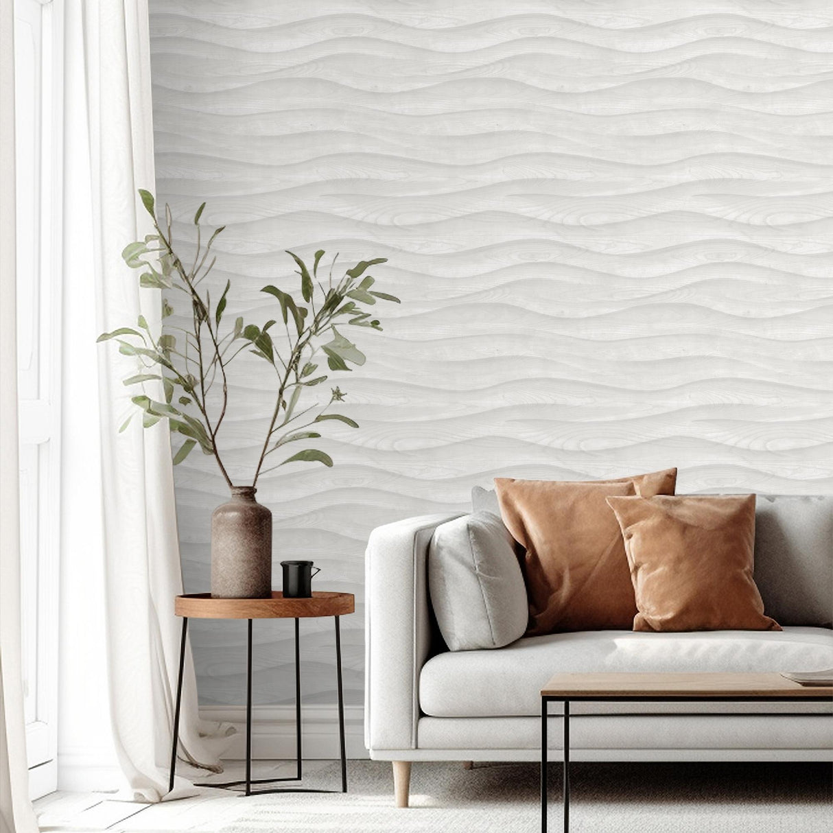 DecoratorsBest Natural Drift Wavy Wood Light Grey Wallpaper