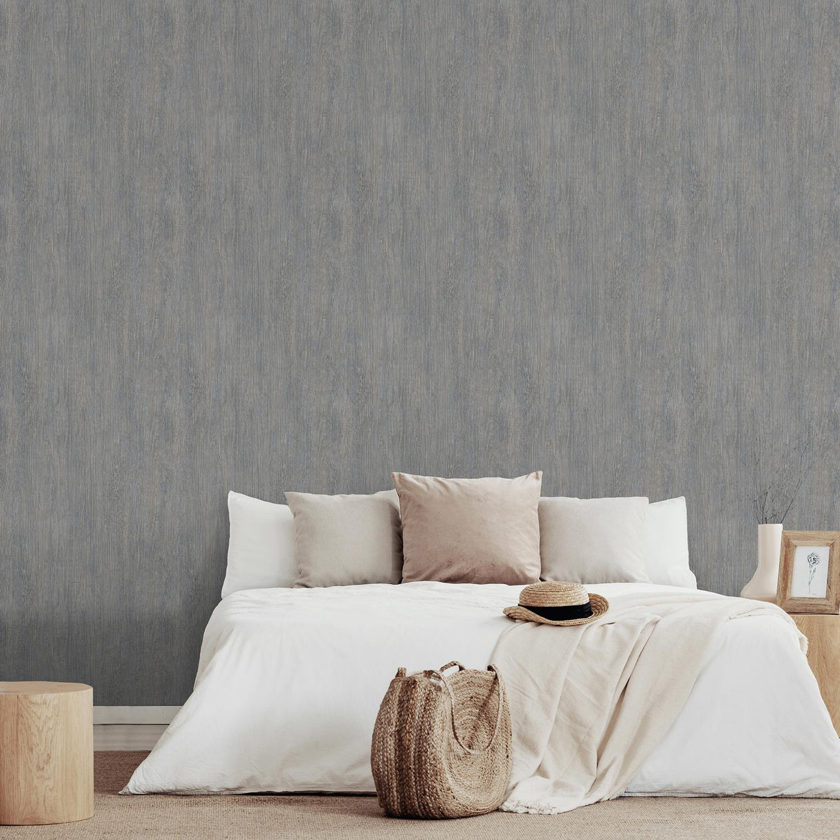 DecoratorsBest Soft Grain Wood Texture Blue Grey Wallpaper