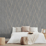 DecoratorsBest Chevron Woodgrain Blue Grey Wallpaper