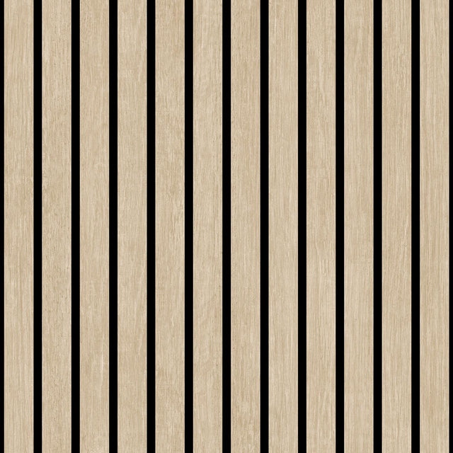 DecoratorsBest Modern Wood Slat Beige Wallpaper