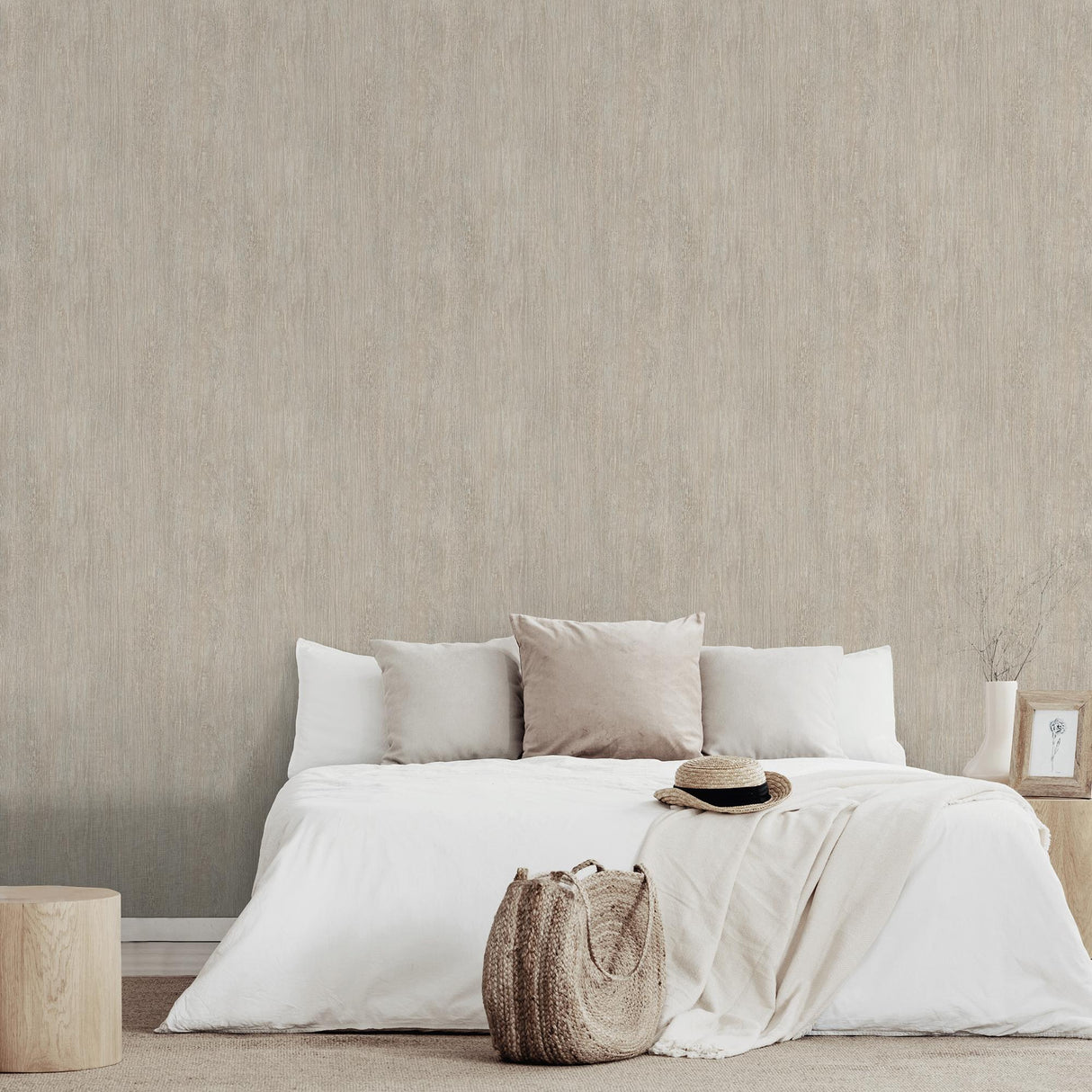 DecoratorsBest Soft Grain Wood Texture Beige Wallpaper