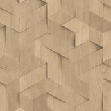DecoratorsBest Geo Wood Block Illusion Beige Wallpaper