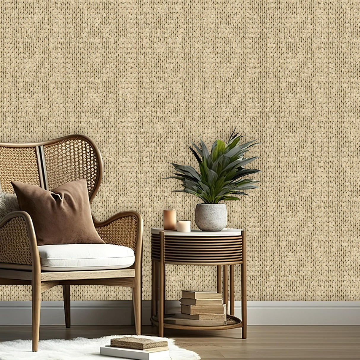 DecoratorsBest Wicker Weave Beige Wallpaper