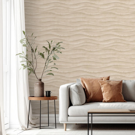 DecoratorsBest Natural Drift Wavy Wood Beige Wallpaper