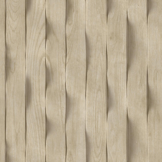DecoratorsBest Wavy Wood Slat Natural Beige Cream Wallpaper