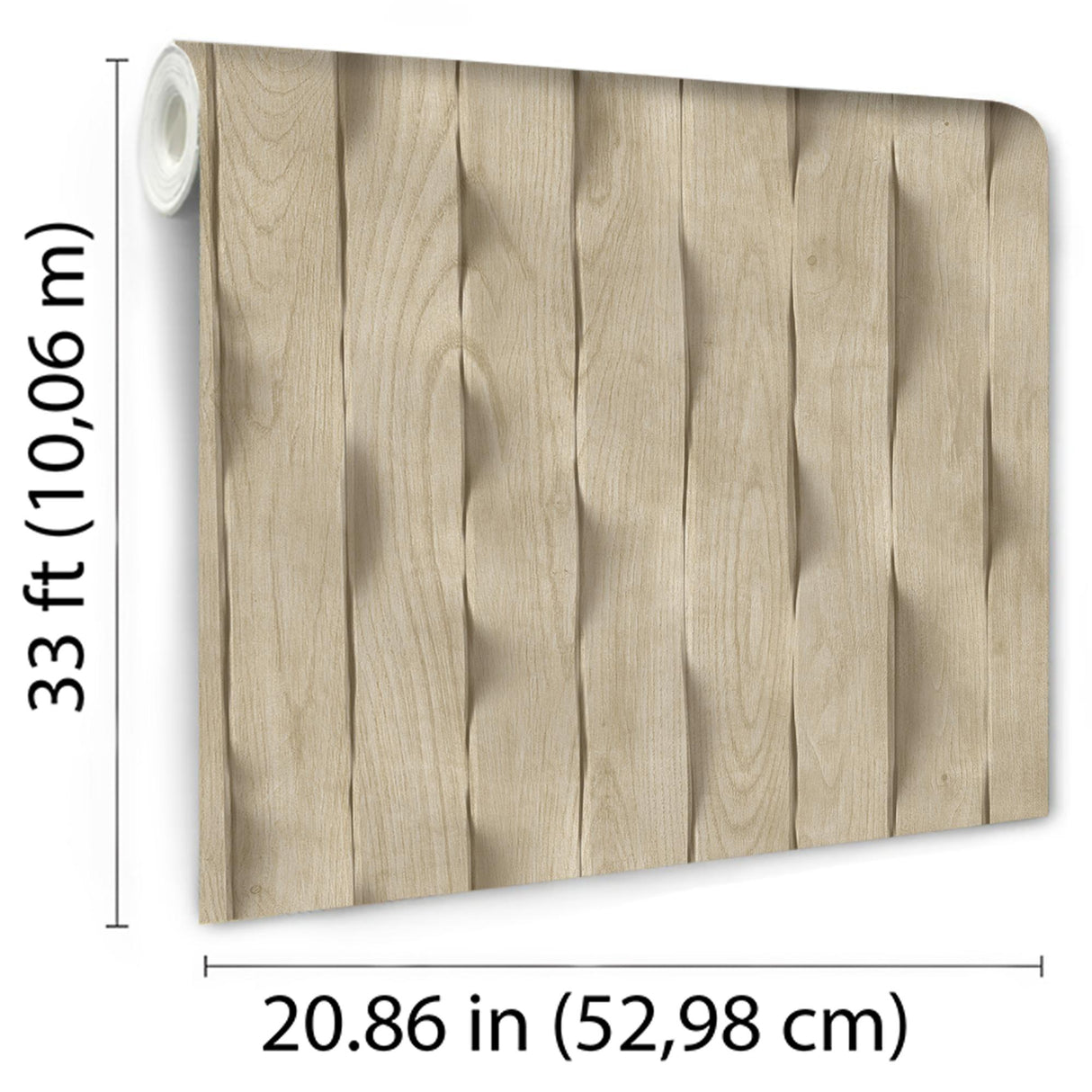 DecoratorsBest Wavy Wood Slat Natural Beige Cream Wallpaper