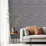 DecoratorsBest Natural Drift Wavy Wood Dark Grey Wallpaper