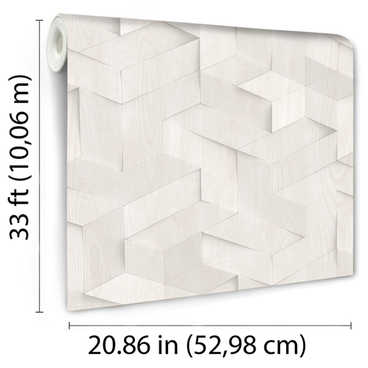 DecoratorsBest Geo Wood Block Illusion Light Grey Off White Wallpaper