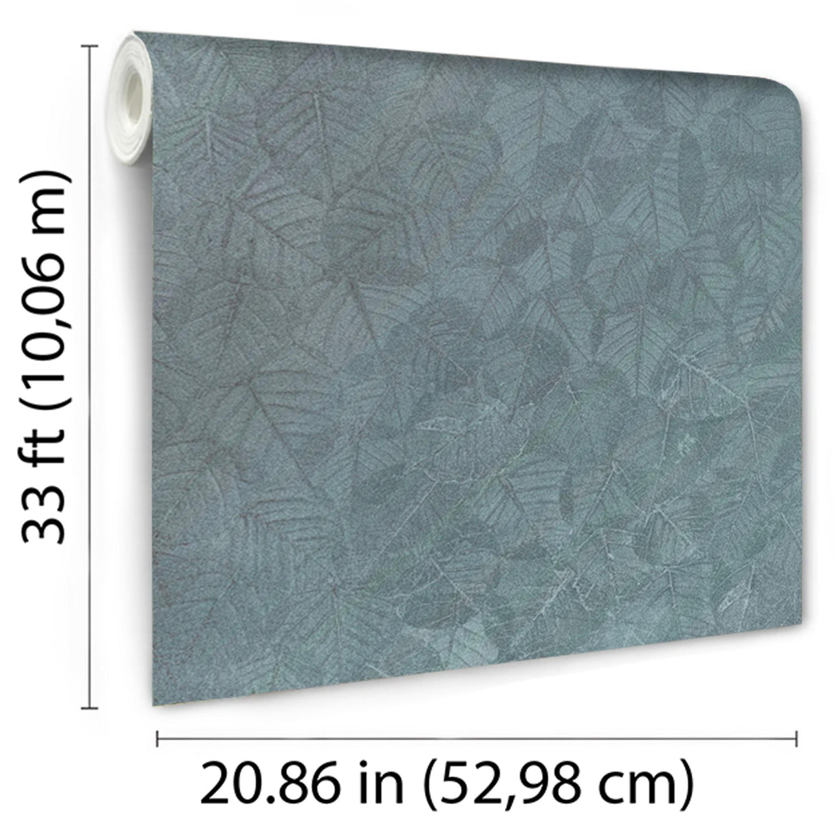 DecoratorsBest Luminous Leaf Collage Turquoise on Foil with Ultra Fine Emboss Wallpaper