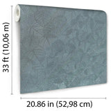 DecoratorsBest Luminous Leaf Collage Turquoise on Foil with Ultra Fine Emboss Wallpaper