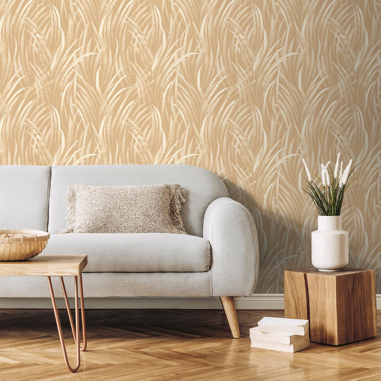 DecoratorsBest Adelia Tall Grass Yellow Wallpaper