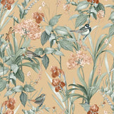 DecoratorsBest Mint Birds and Dragonflies Botanical Ocher Ground Wallpaper