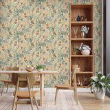 DecoratorsBest Mint Birds and Dragonflies Botanical Ocher Ground Wallpaper