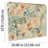DecoratorsBest Mint Birds and Dragonflies Botanical Ocher Ground Wallpaper