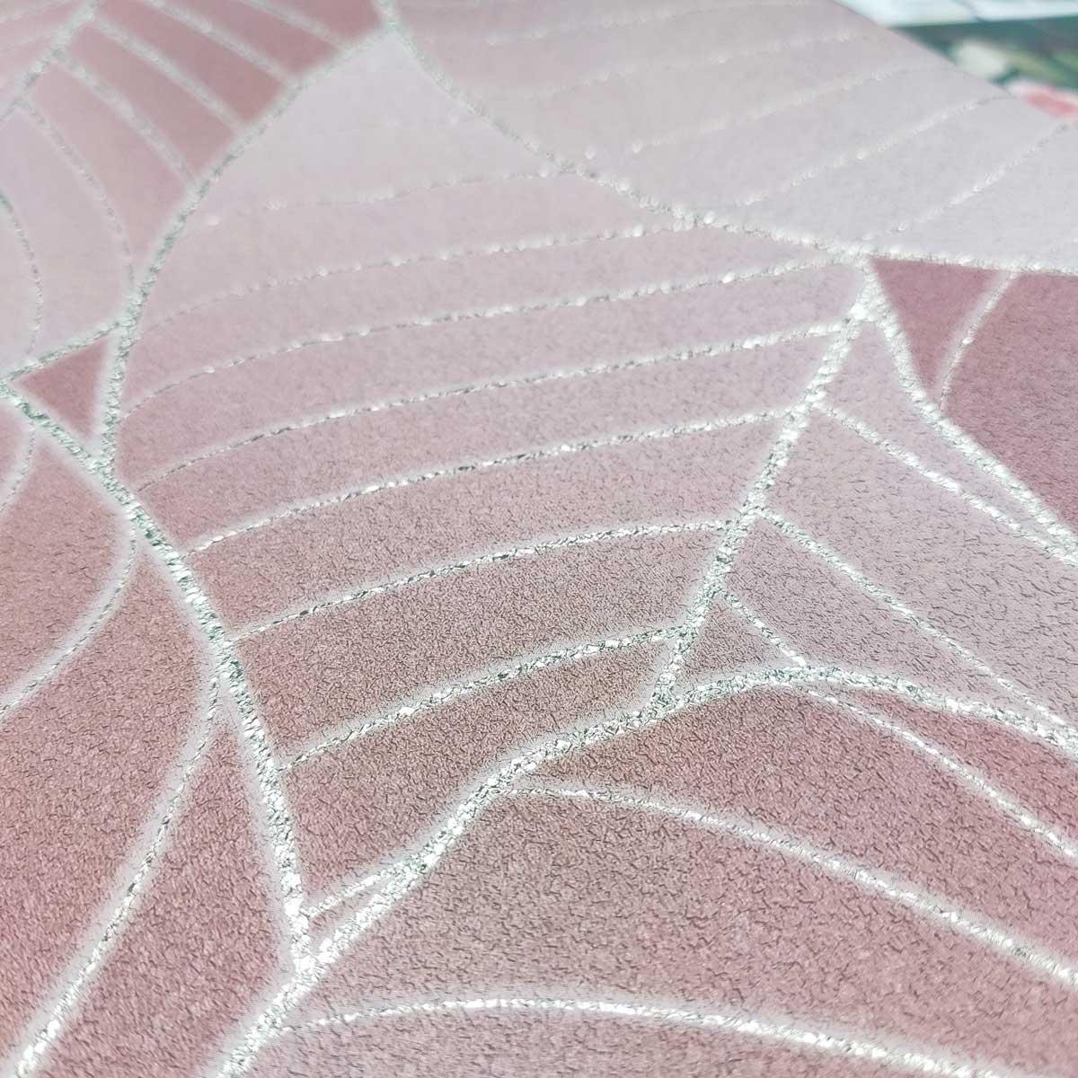 DecoratorsBest Graphic Leaves Blush with Foil Accents Wallpaper