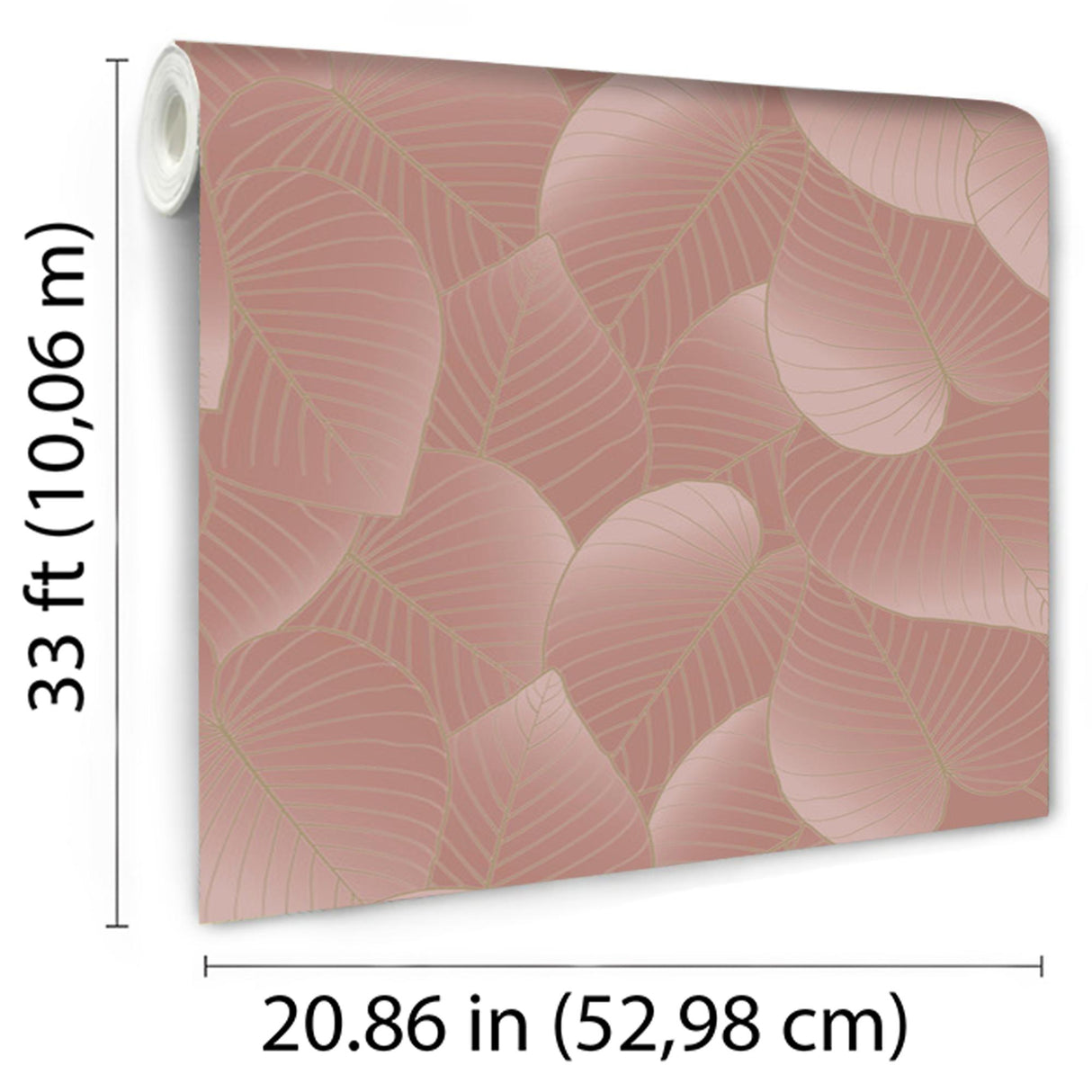 DecoratorsBest Graphic Leaves Blush with Foil Accents Wallpaper