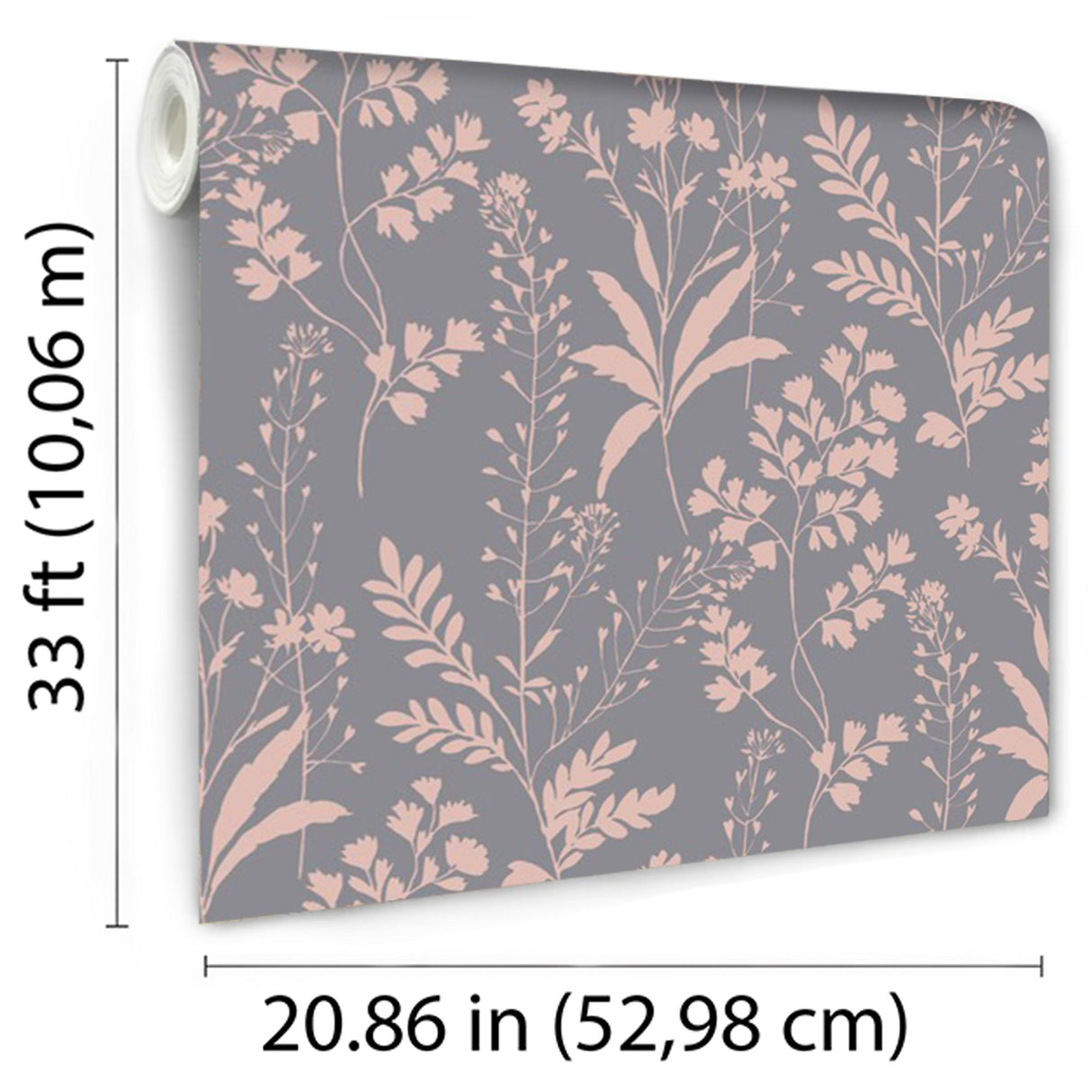 DecoratorsBest Wildflower Silhouettes Pink on Black Ground Wallpaper