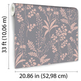 DecoratorsBest Wildflower Silhouettes Pink on Black Ground Wallpaper