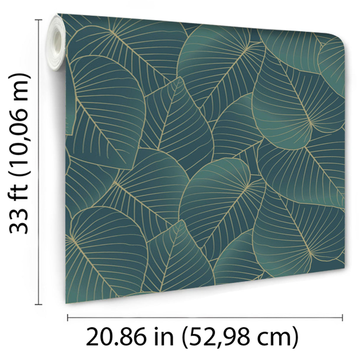 DecoratorsBest Graphic Leaves Dark Green with Foil Accents Wallpaper