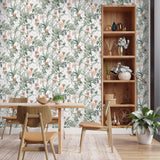 DecoratorsBest Mint Birds and Dragonflies Botanical Green Wallpaper
