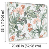 DecoratorsBest Mint Birds and Dragonflies Botanical Green Wallpaper
