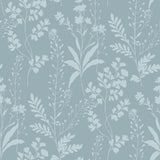 DecoratorsBest Wildflower Silhouettes Turquoise Blue Wallpaper
