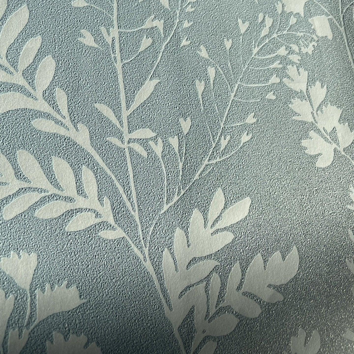 DecoratorsBest Wildflower Silhouettes Turquoise Blue Wallpaper