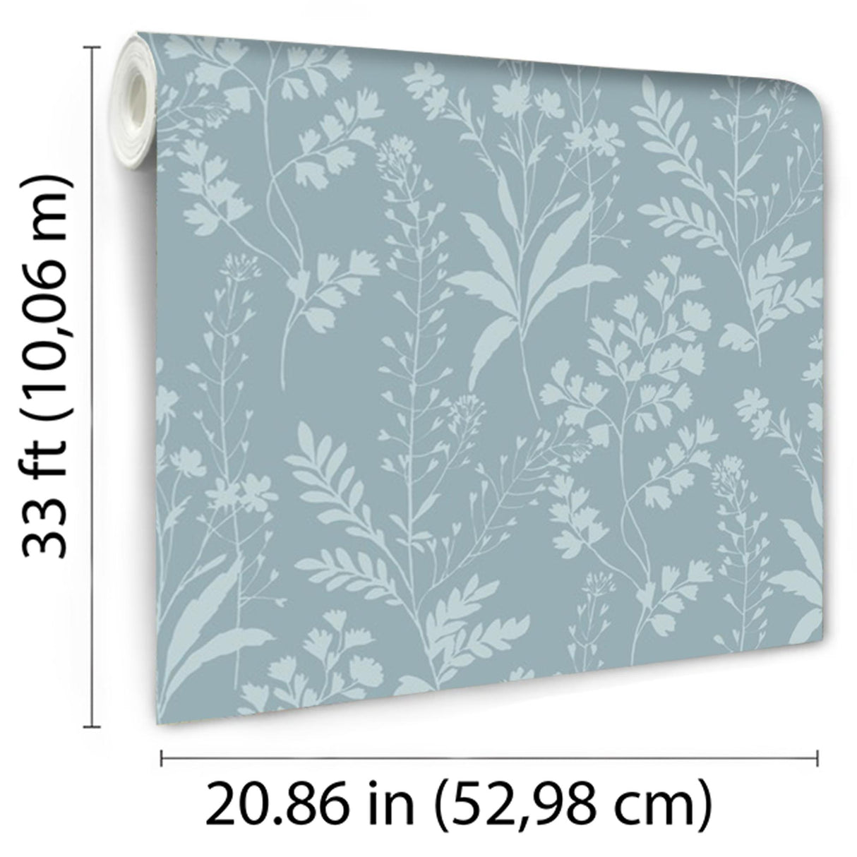 DecoratorsBest Wildflower Silhouettes Turquoise Blue Wallpaper