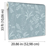 DecoratorsBest Wildflower Silhouettes Turquoise Blue Wallpaper