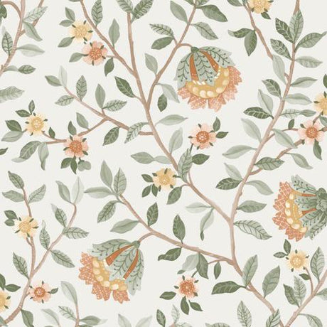 DecoratorsBest Vintage Botanical Blooms Green, Pink Wallpaper