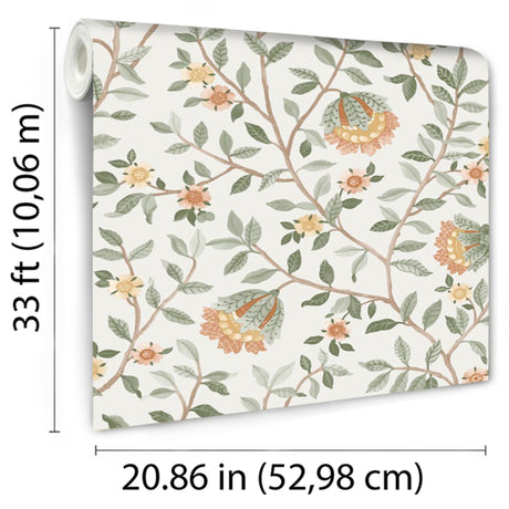 DecoratorsBest Vintage Botanical Blooms Green, Pink Wallpaper