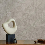 DecoratorsBest Luminous Leaf Collage Silver Beige on Foil with Ultra Fine Emboss Wallpaper