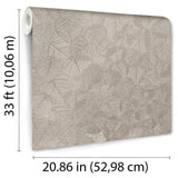 DecoratorsBest Luminous Leaf Collage Silver Beige on Foil with Ultra Fine Emboss Wallpaper