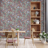 DecoratorsBest Mint Birds and Dragonflies Botanical Red Wallpaper