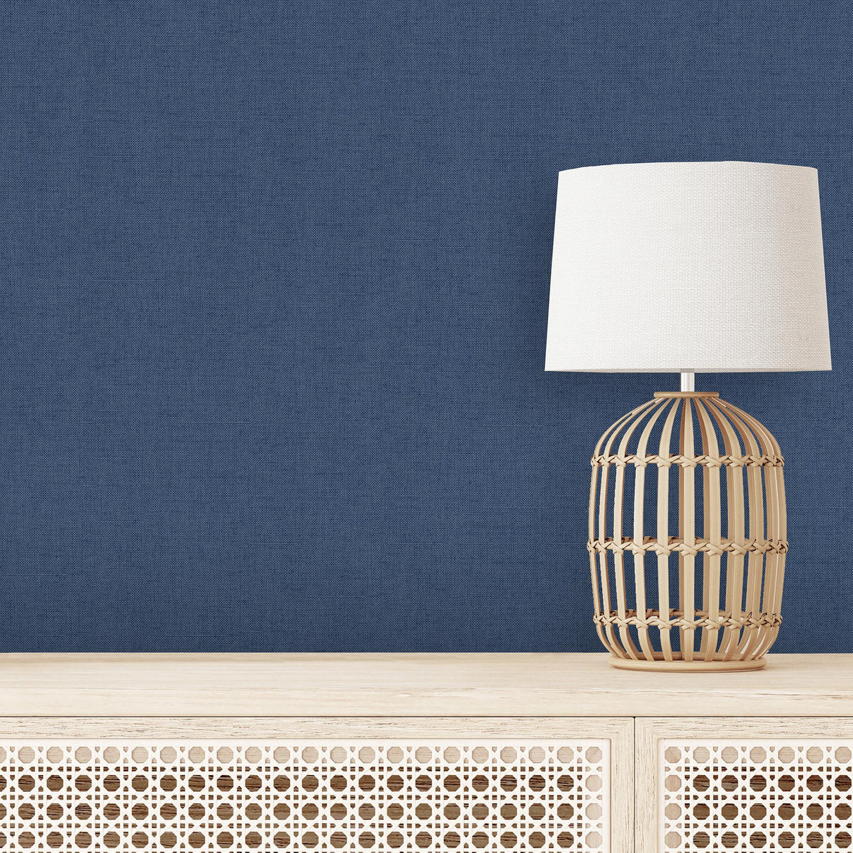DecoratorsBest Luxe Faux Tweed Textile Texture Navy Blue Wallpaper