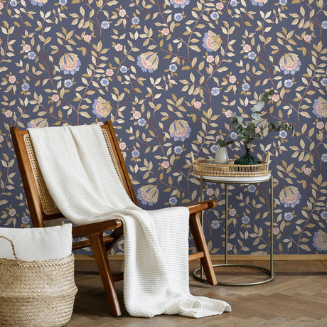 DecoratorsBest Vintage Botanical Blooms Navy Wallpaper