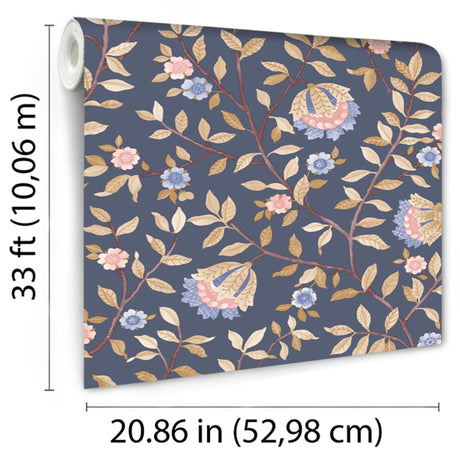 DecoratorsBest Vintage Botanical Blooms Navy Wallpaper