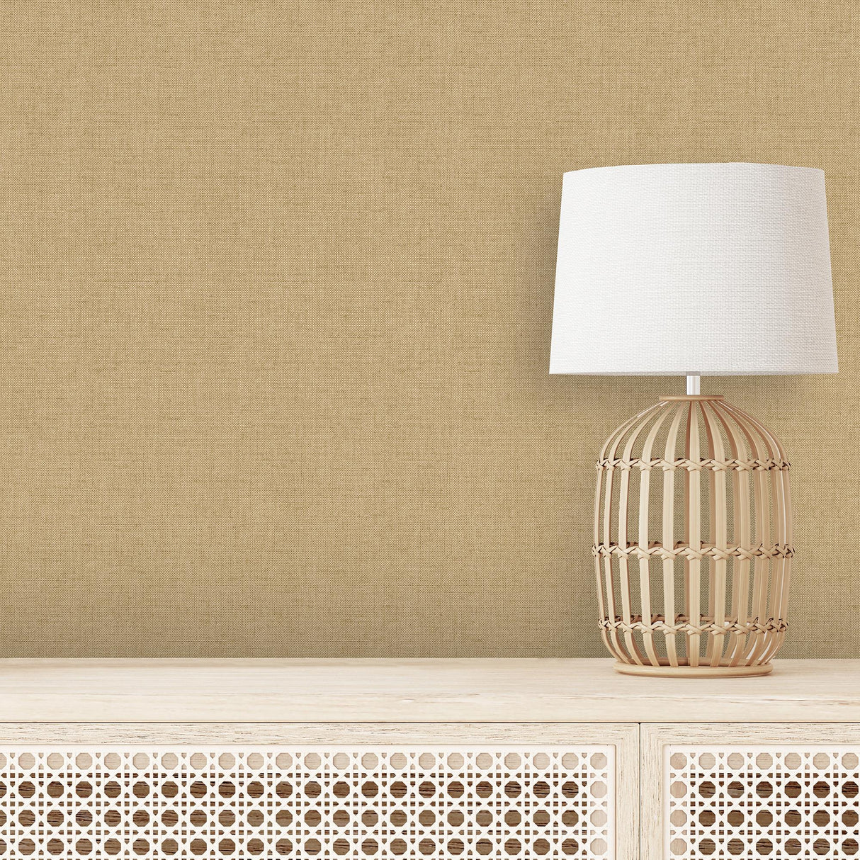 DecoratorsBest Luxe Faux Tweed Textile Texture Yellow Wallpaper