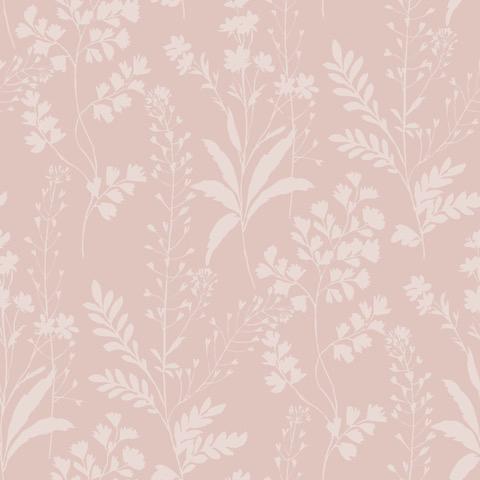 DecoratorsBest Wildflower Silhouettes Pink Wallpaper