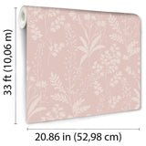 DecoratorsBest Wildflower Silhouettes Pink Wallpaper